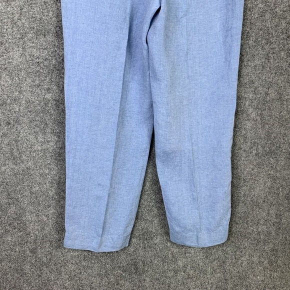 Chicos 2 T Linen Pull On Pants Blue Straight Leg Pockets Washable - Picture 7 of 10